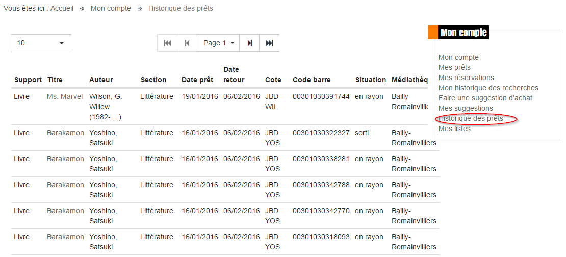 historique pret